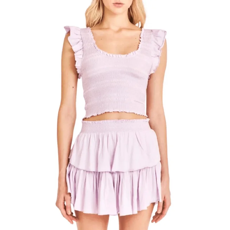 Indian Long Skirts with Intricacy -Ruffle Mini Skirt In Lilac