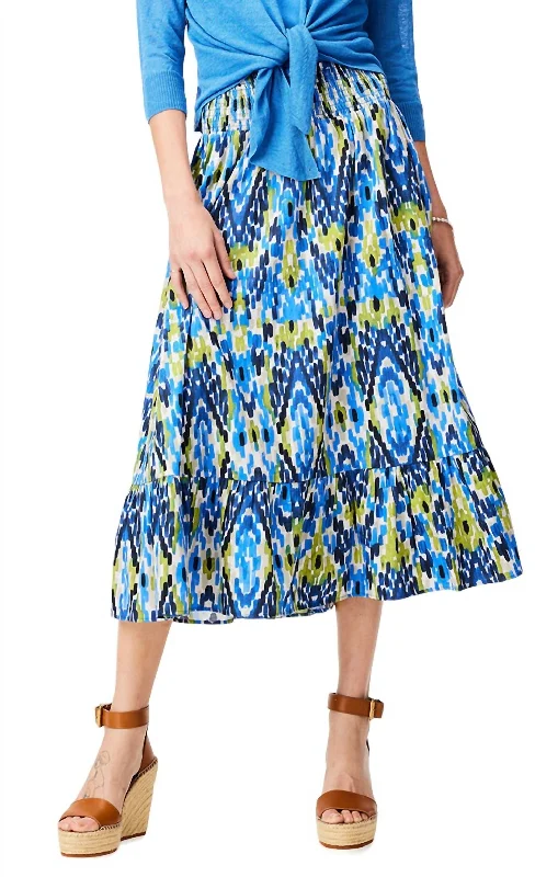 African Long Skirts with Culture -Diamond Dash Skirt In Blue Multi