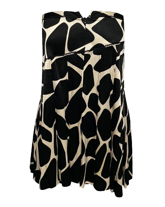 Leather Short Skirts for Edgy -Moschino Cheap and Chic Pleated Skirt in Animal Print Rayon