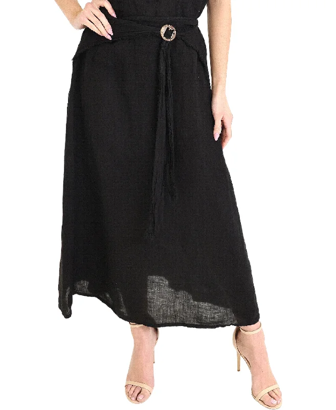 Classic skirts with simple clean lines -Linen Midi Skirt