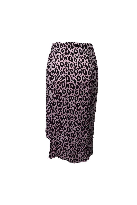 Beige Long Skirts for Neutral -Maje Jipanta Leopard Print Front Slit Skirt in Pink Cupro