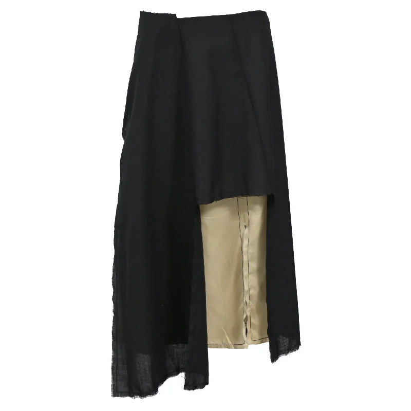 Pleated Short Skirts for Girly -Marni Asymmetric Skirt in Black Cotton