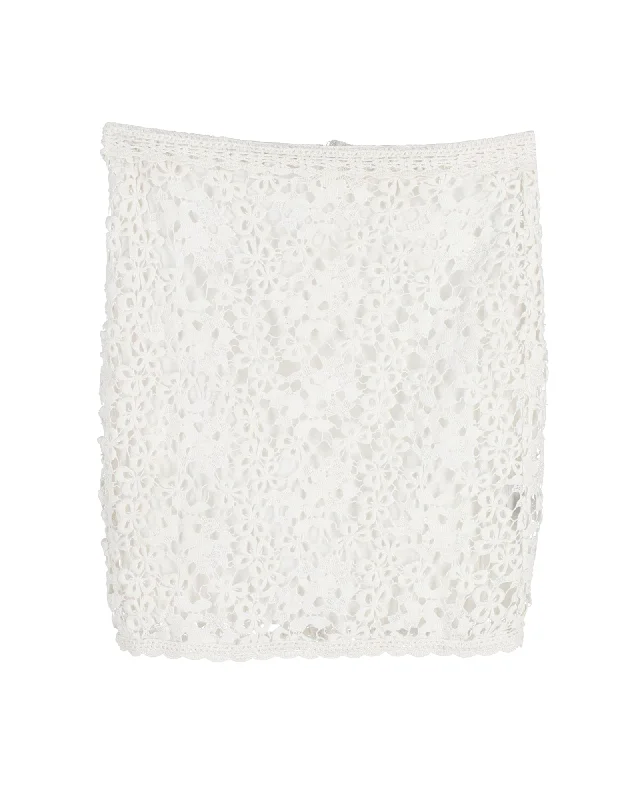 Nylon Long Skirts for Stretch -Isabel Marant Etoile Embroidery Skirt in White Cotton