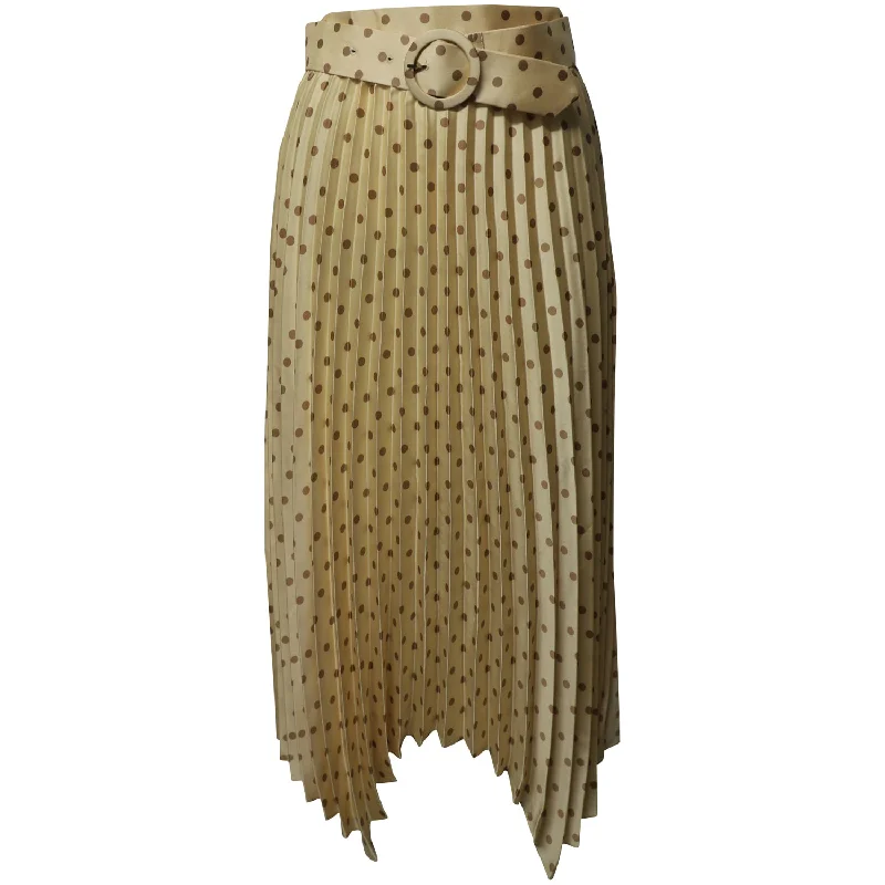 Short Skirts for Summer Days -Sandro Pleated Maxi Skirt with Belt in Gold Silk