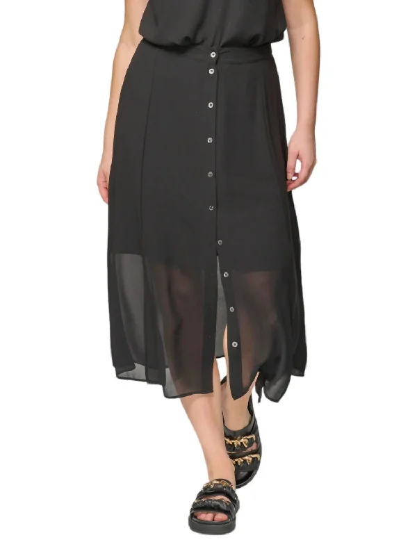 Gray Long Skirts for Subtle -Otine Skirt In Black