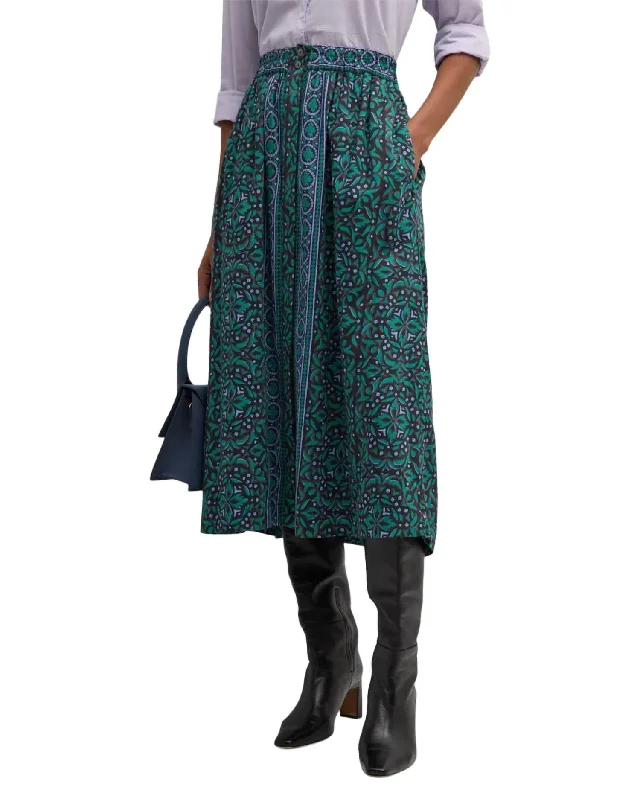 Indian Long Skirts with Intricacy -Tannis Skirt In Green Smoke