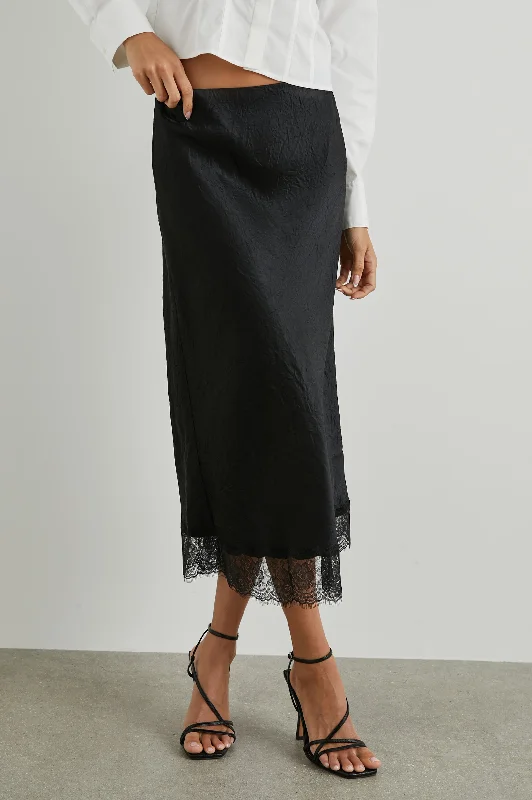 Flowy maxi skirts for breezy summer style -EBONY SKIRT - BLACK