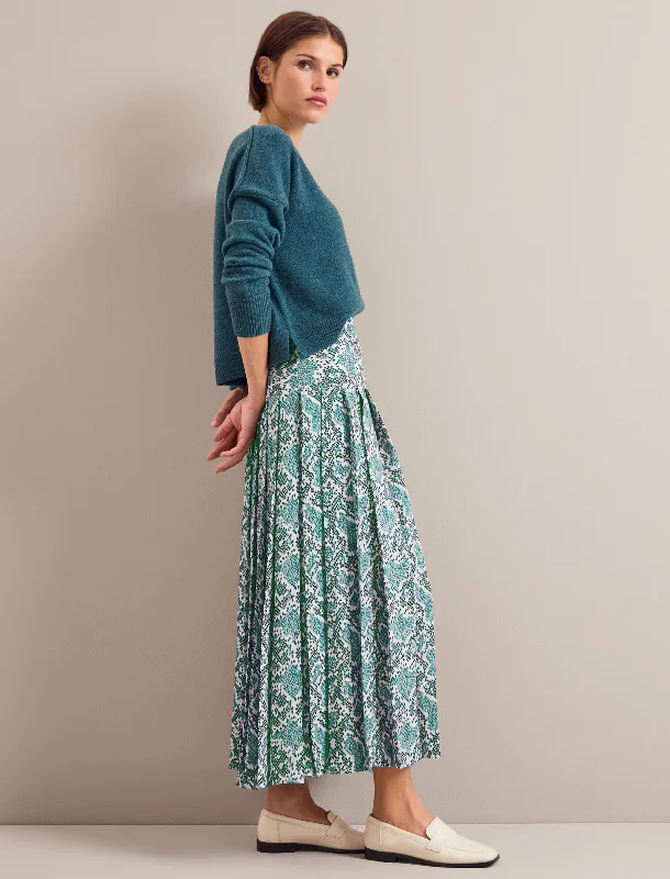 Ruffled skirts for feminine playful charm -Sienna Maxi Skirt - Green Snakeskin Print