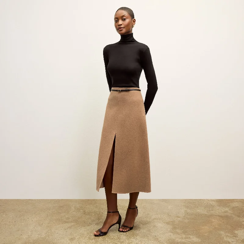 Vintage skirts for retro-inspired fashion vibes -Kerri Skirt - Double-Face Wool :: Camel