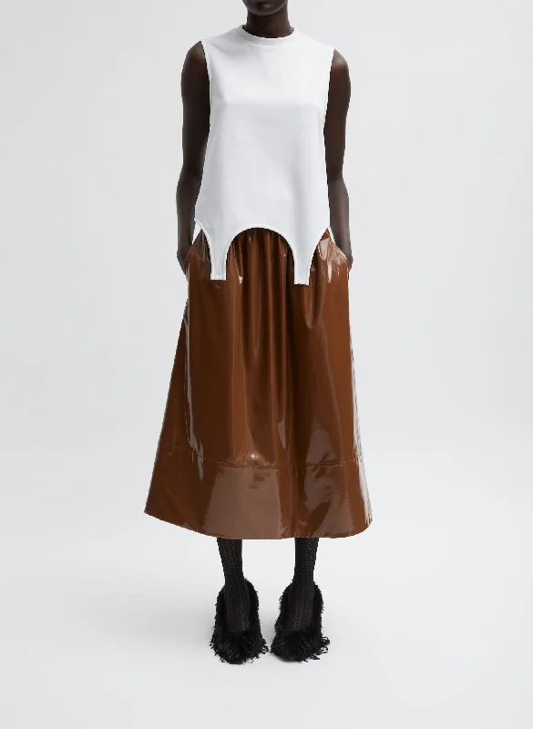 Classic skirts with subtle texture weave -Light Weight Patent Smocking Waistband Full Skirt