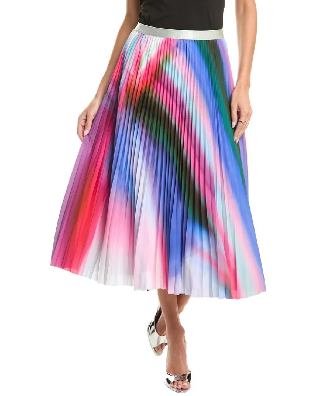 Long Skirts for Shopping Trips -Gracia Rainbow Pleated Skirt