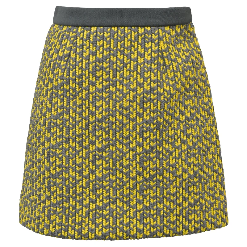 Cotton Short Skirts for Comfort -Balenciaga A-line Knit Mini Skirt in Yellow Polyester