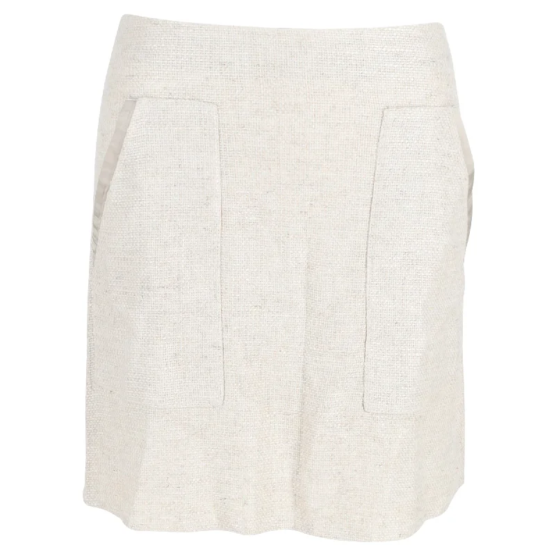 Low-waisted Long Skirts for Relaxed -Emporio Armani Suit Mini Skirt in Cream Linen