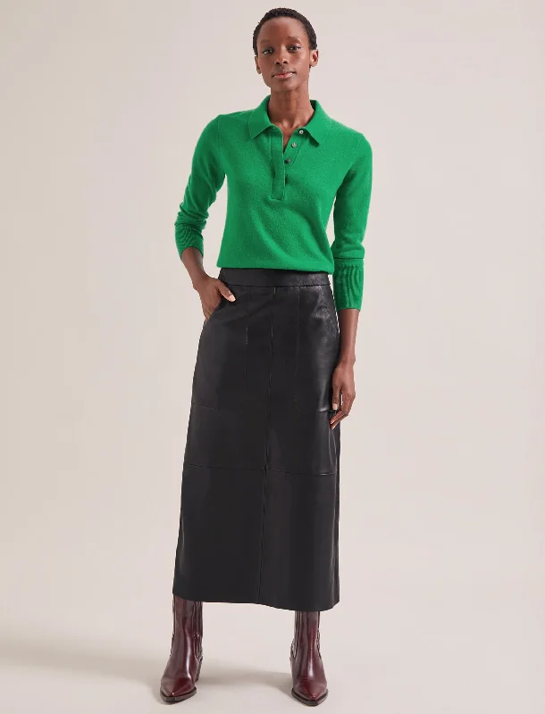 Trendy skirts with asymmetrical hem lines -Arlo Leather Maxi Pencil Skirt - Black