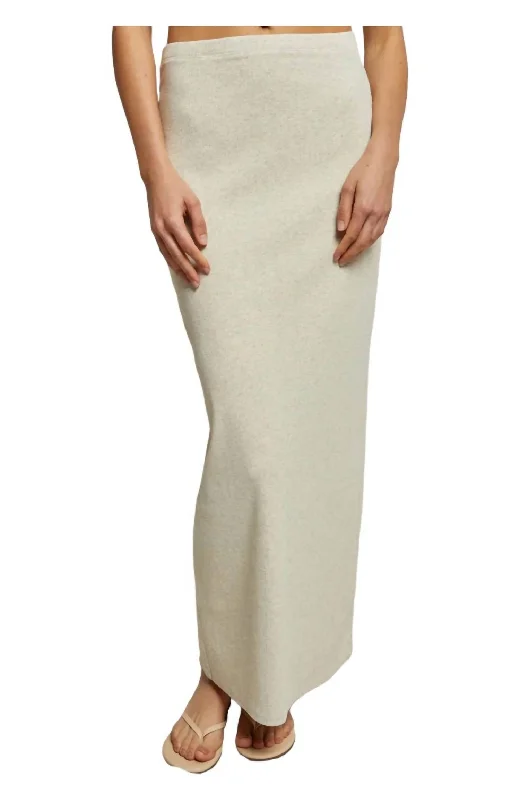 Long Skirts for Prom Night -Aja Ribbed Maxi Skirt In Oatmeal