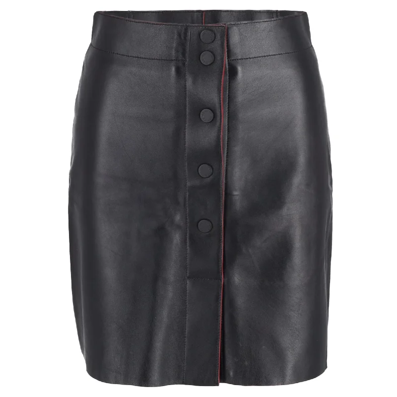 Satin Short Skirts for Shiny -Sandro Milla A-Line Skirt in Black Leather