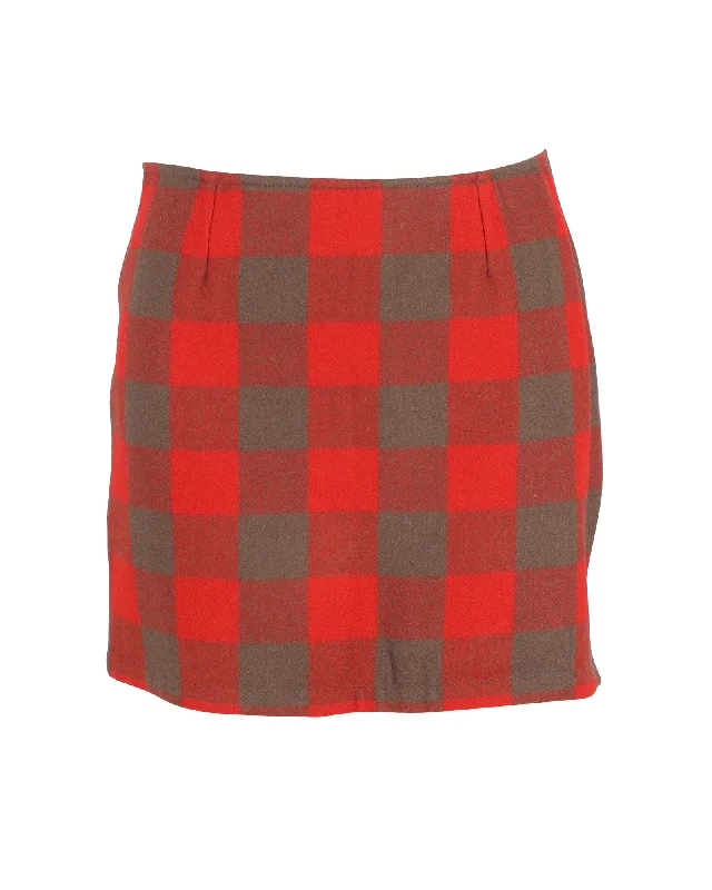 Linen Long Skirts for Breathable -A.P.C. Checkered Mini Skirt in Red Wool