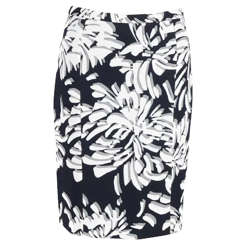 Mini Short Skirts for Youthful -Hugo Boss Floral Pencil Skirt in Navy Viscose