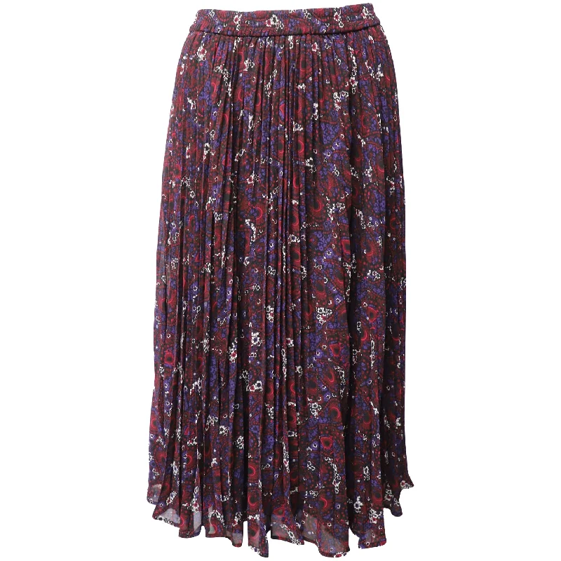 Printed Long Skirts with Patterns -Michael Kors Pleated Floral-Print Maxi Skirt in Multicolor Polyester