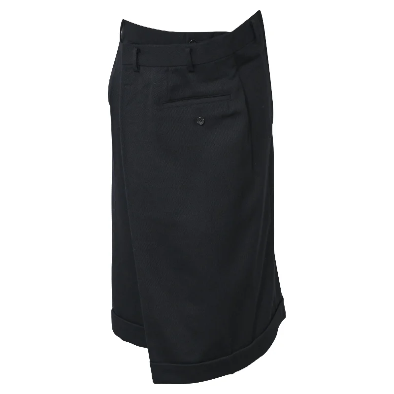 Striped Long Skirts for Style -Comme Des Garçons Asymmetrical Overlap Skirt in Black Wool