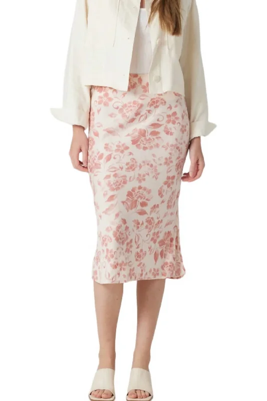 Long Skirts for Business Meeting -Ariel Midi Skirt In Rose Dawn