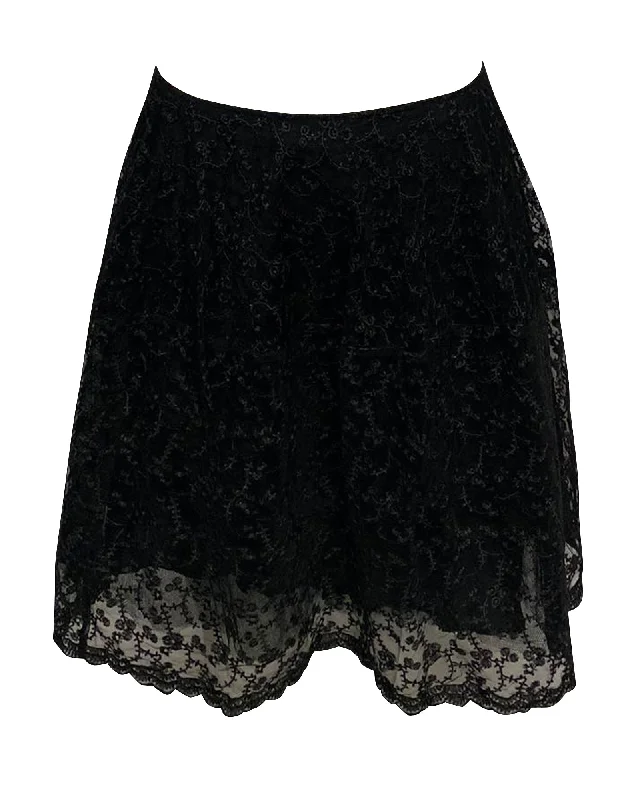 Straight Long Skirts for Classic -Essentiel Antwerp Lace Skirt in Black Nylon