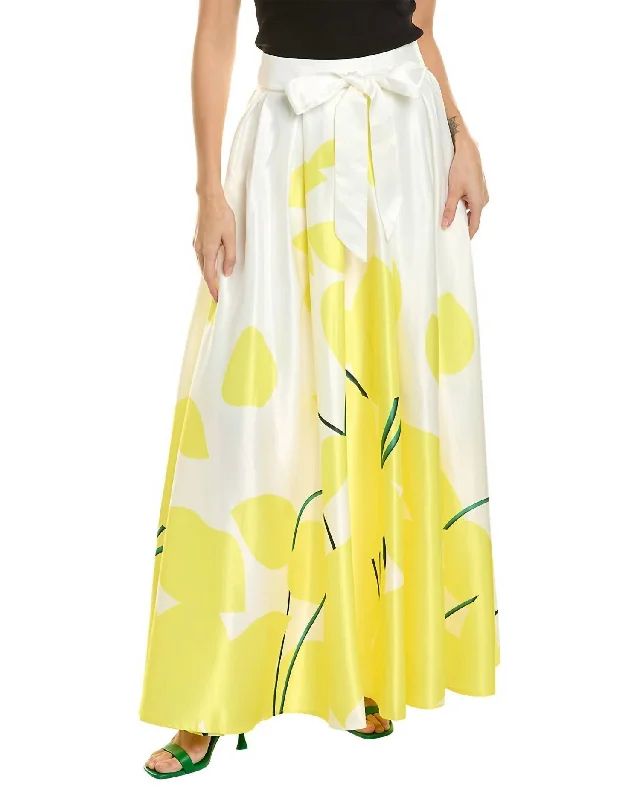 Cotton Short Skirts for Comfort -Sunny Days Maxi Skirt In White/yellow