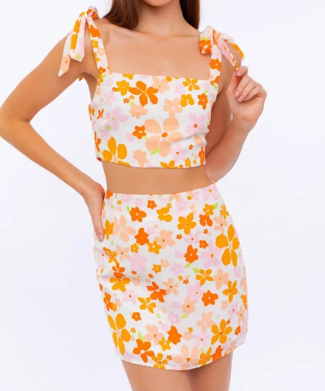 Maxi Long Skirts for Elegance -Floral Set In Orange Floral