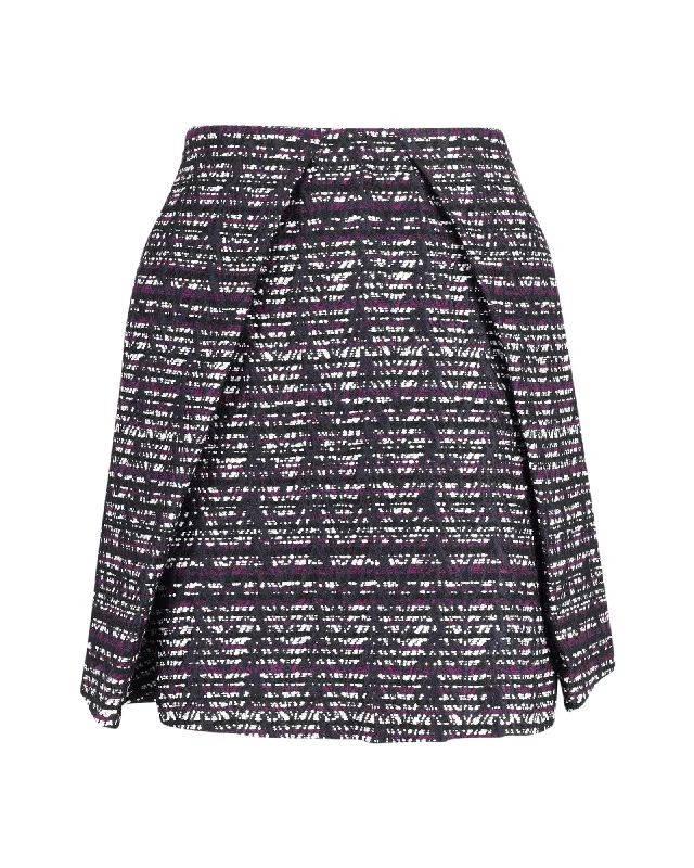 Skort Short Skirts for Practical -MSGM Jacquard Insert Pleat Knee Length Skirt in Multicolor Polyester