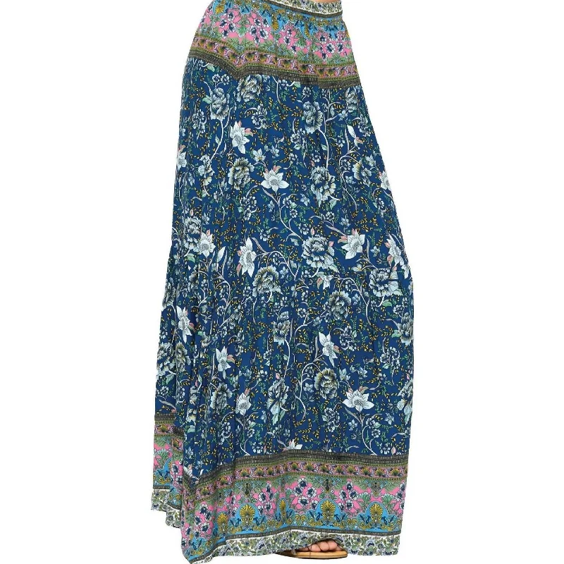 Brown Long Skirts for Earthy -Women's Ellie Maxi Skirt In Blue/multi