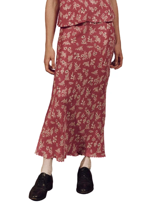 Ethnic Long Skirts with Tribal Design -Seabank Skirt In Aubergine Field