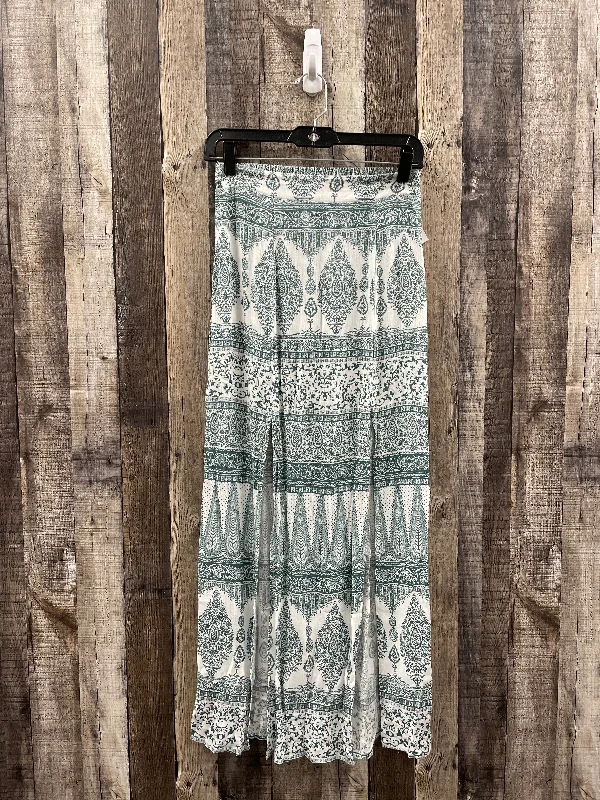 Vintage skirts with 70s-inspired designs -Skirt Maxi By Cme In Green & White, Size: S