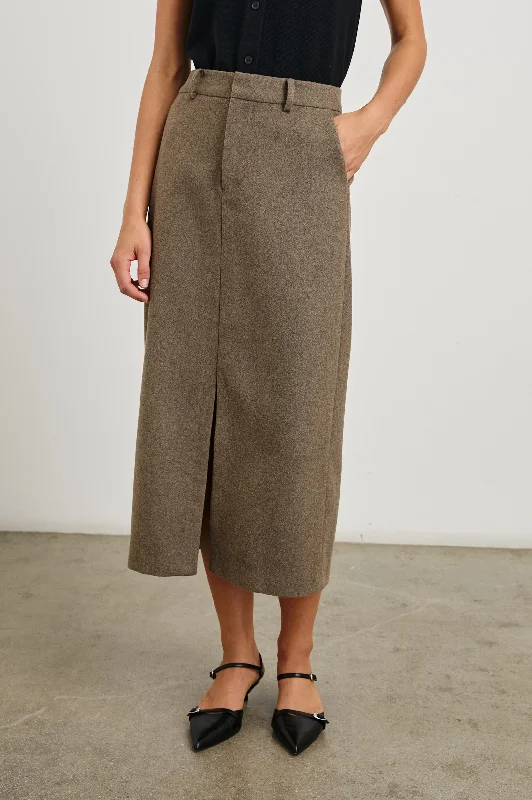 High-waisted skirts for slimming chic style -CAROLINA SKIRT - HAZELNUT