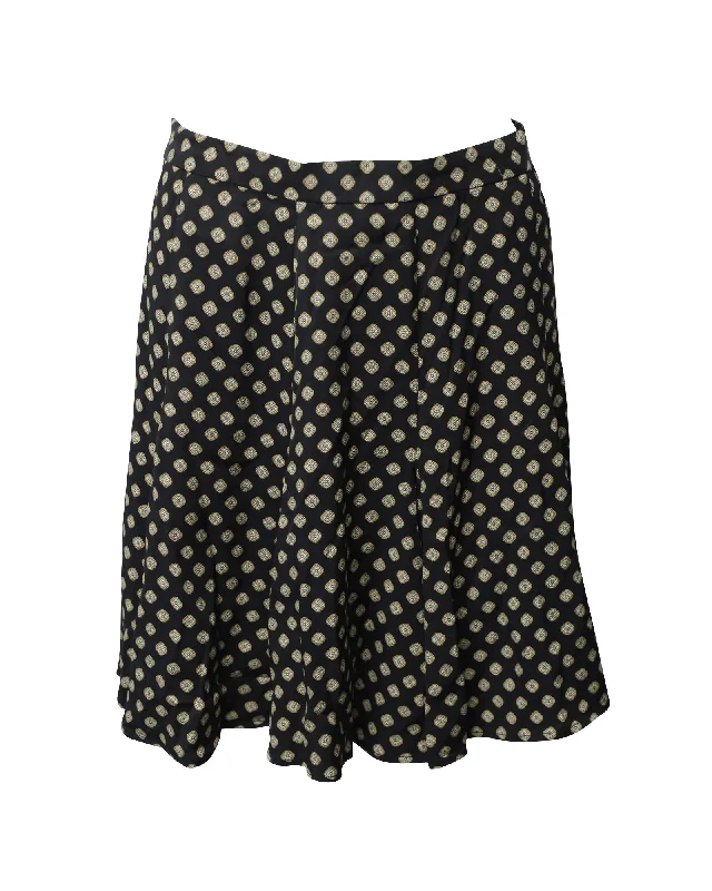 Long Skirts for Dinner Dates -Michael Michael Kors Printed Skater Skirt in Black Viscose