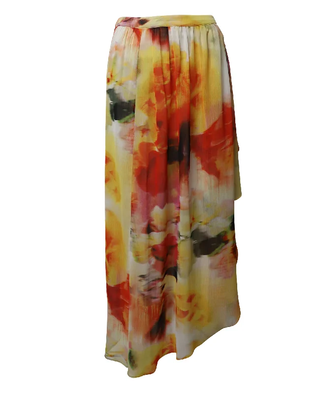 Minimalist Long Skirts for Simplicity -Alice + Olivia Leah Maxi Ruffle Skirt in Multicolor Polyester