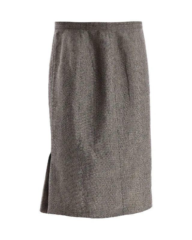 Wrap Long Skirts for Adjustable -Max Mara Midi Skirt in Grey Linen