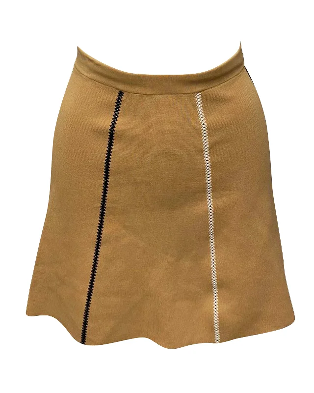 Geometric Short Skirts for Modern -Sandro Paris Knit A-line Skirt in Brown Viscose