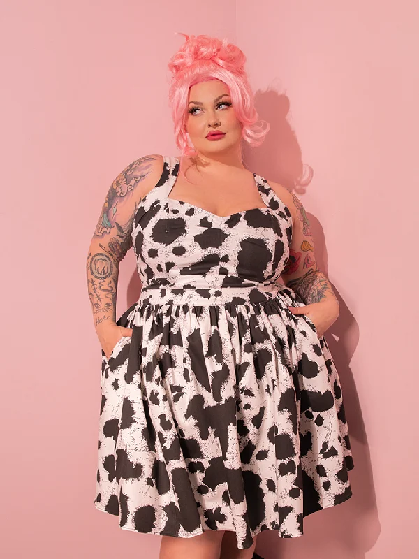 Ruffled skirts for soft romantic appeal -Vixen Skater Skirt in Cow Print - Vixen by Micheline Pitt