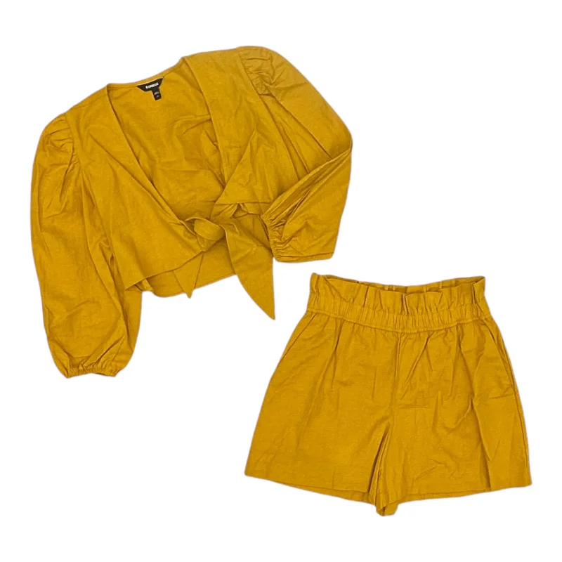 Patterned skirts for artistic standout appeal -Skirt Set 2Pc By Express In Yellow, Size:Xs