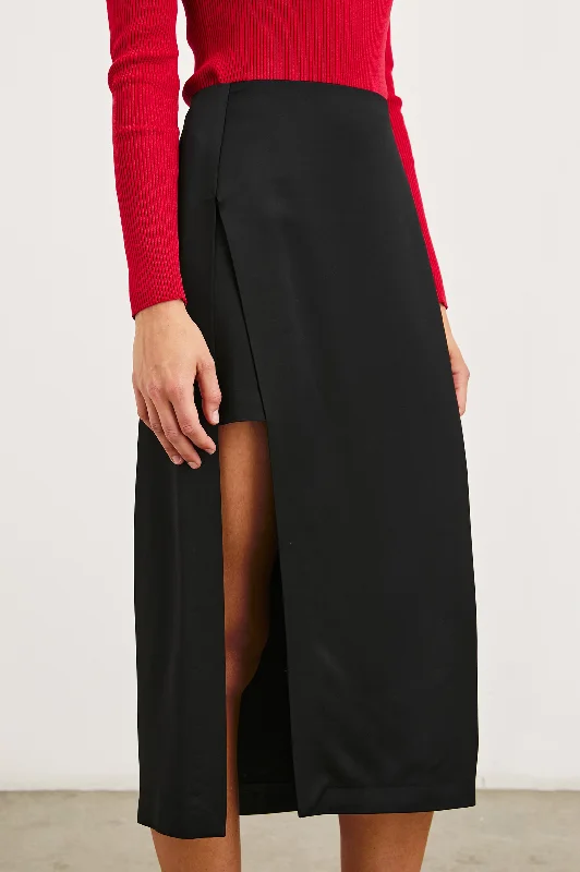 Lightweight skirts with airy fabric weave -KIRA SKIRT - BLACK