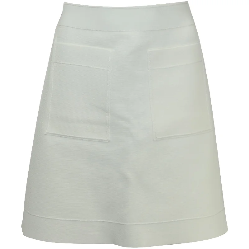 Nylon Short Skirts for Stretch -Sandro Paris  Elanna Ponte Mini Skirt in White Viscose