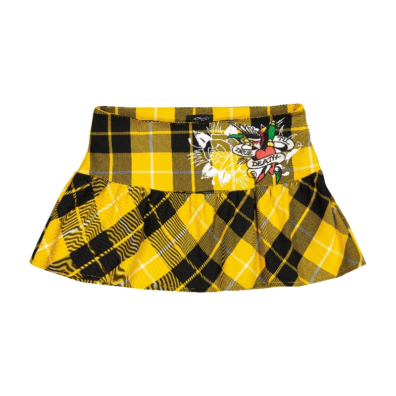 A-line skirts with flared hem elegance -True Eagle Plaid Flare Miniskirt