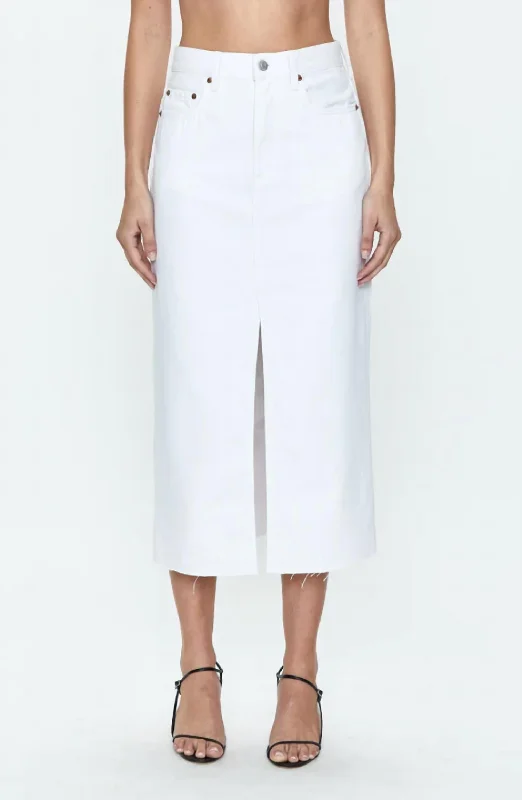 Minimalist Long Skirts for Simplicity -Alice Midi Skirt In White