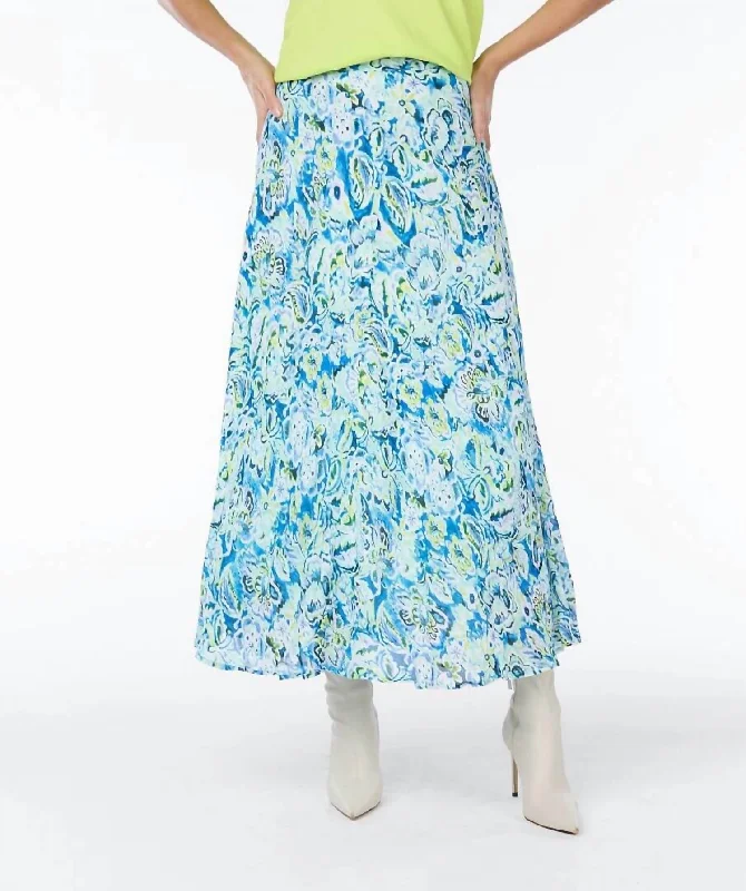 Blue Long Skirts for Classic -Maxi Print Skirt In Bayside Flower