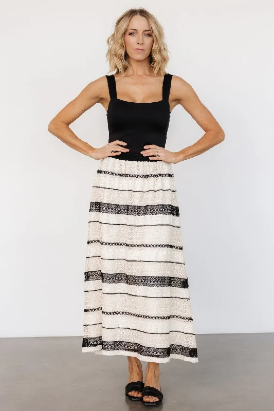 Classic black skirts for versatile outfit pairing -Alondra Woven Skirt | Cream + Black