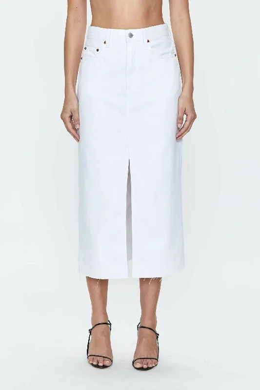 Pleated Long Skirts for Texture -Alice Skirt In White