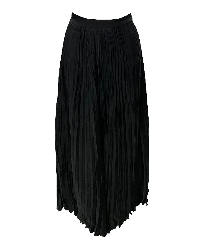 Solid Color Short Skirts for Simple -Joseph Pleated Midi Skirt in Black Cupro