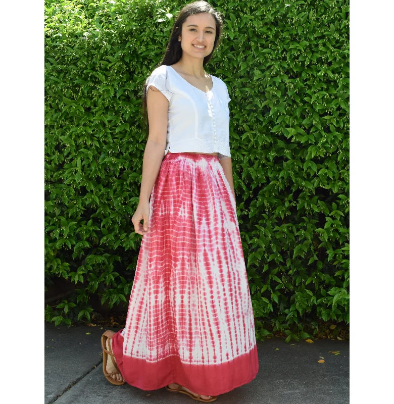 Vintage denim skirts for nostalgic charm -Viscose rayon Crinkled Tie n Dye Skirt