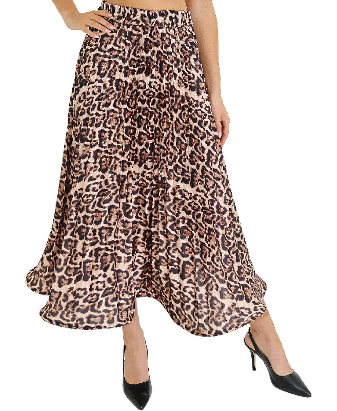 Lightweight skirts with airy fabric weave -Leopard Print Midi Skirt