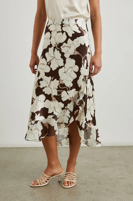 Flowy maxi skirts for breezy summer style -ADIA SKIRT - MOCHA FLORAL